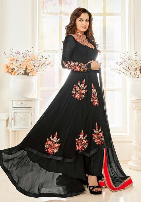 Black Embroidery Georgette Kurta Set