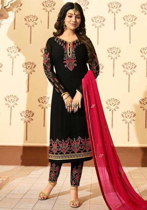 Black Zari Work Georgette Kurta Set