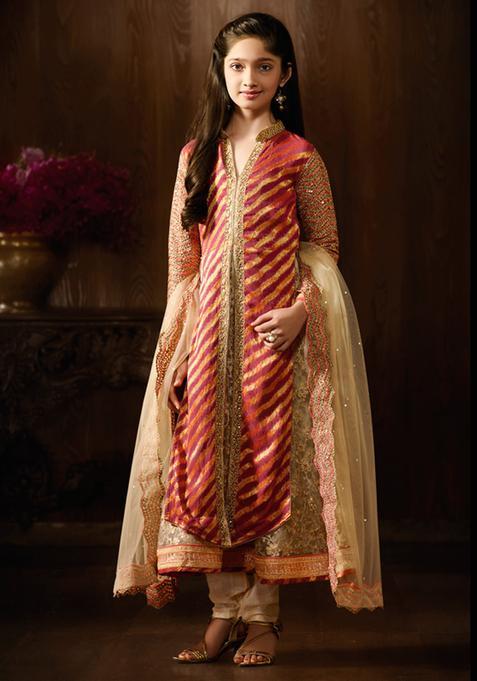 Pink Embroidery Viscose Kurta Set