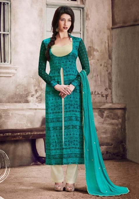 Firoji Embroidery Satin Kurta Set