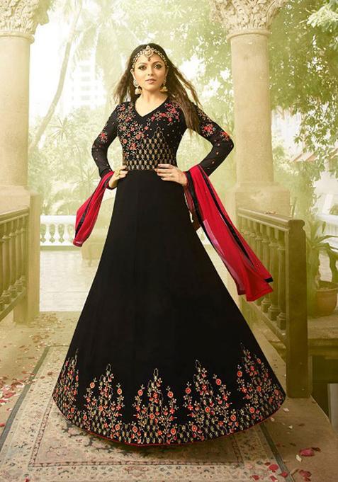 Black Zari Work Georgette Kurta Set