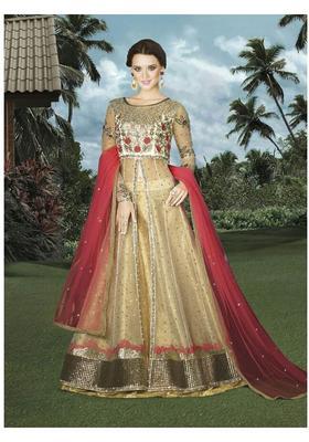 Off White Sequins Embroidery Work Net Kurta Set