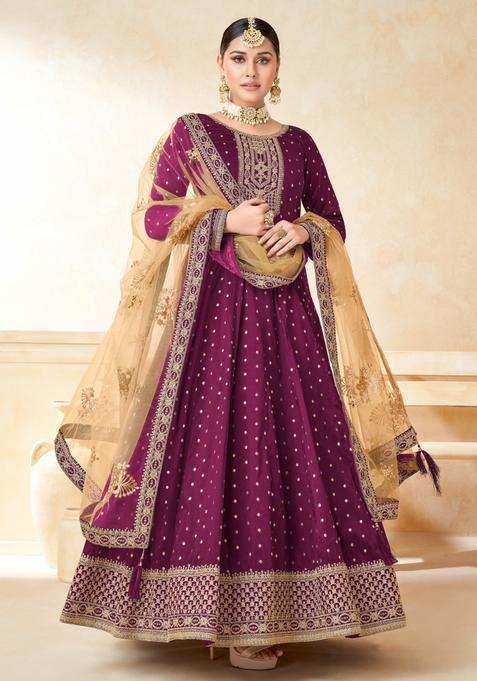 Pink Embroidery Silk Kurta Set