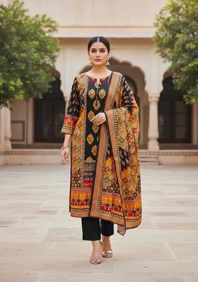 Black Embroidery Crepe Kurta Set
