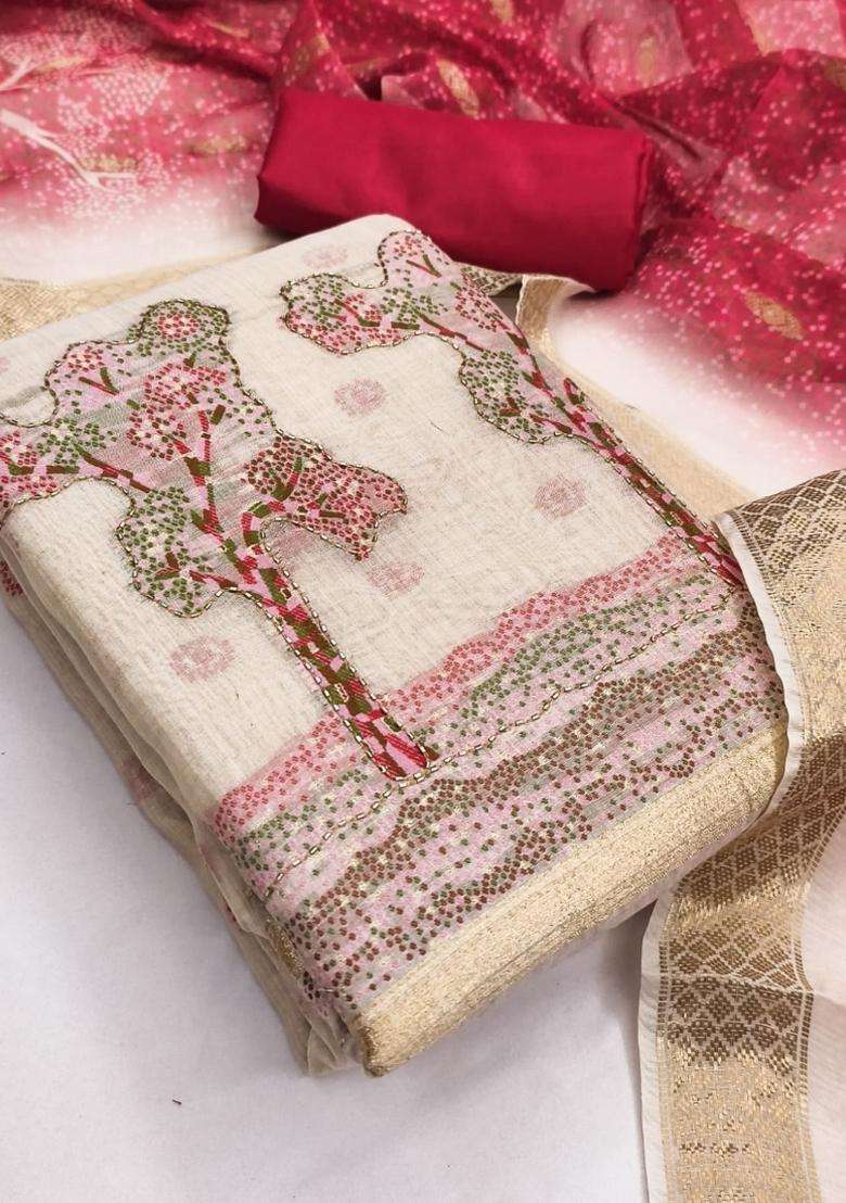 Red Embroidery Silk Kurta Set - Indya