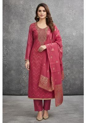 Pink Embroidery Silk Kurta Set