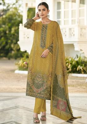 Yellow Printed Cotton Kurta Set