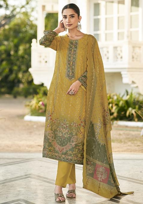 Yellow Printed Cotton Kurta Set