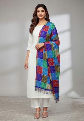 Blue Embroidery Chanderi Kurta Set