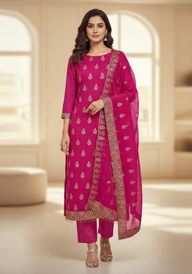 Pink Embroidery Georgette Kurta Set