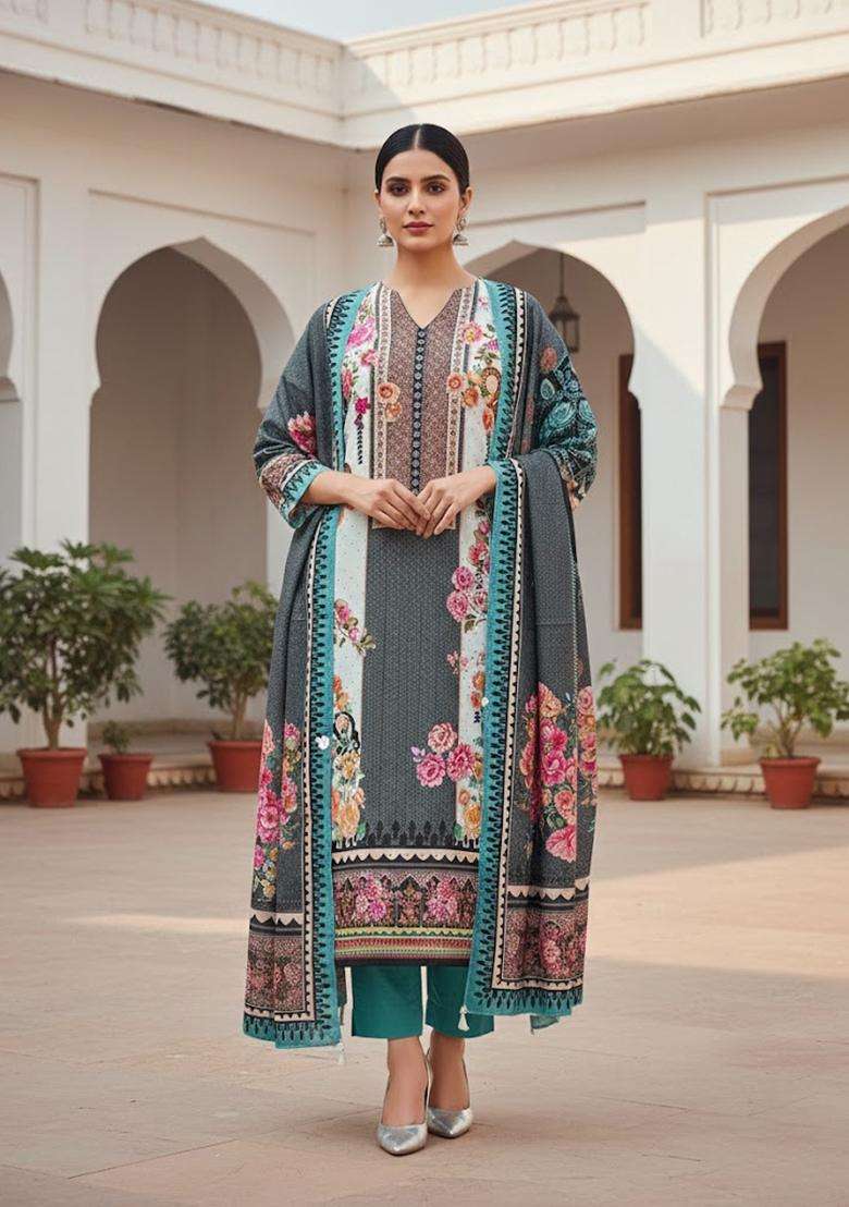Blue Embroidery Shimmer Kurta Set - Indya