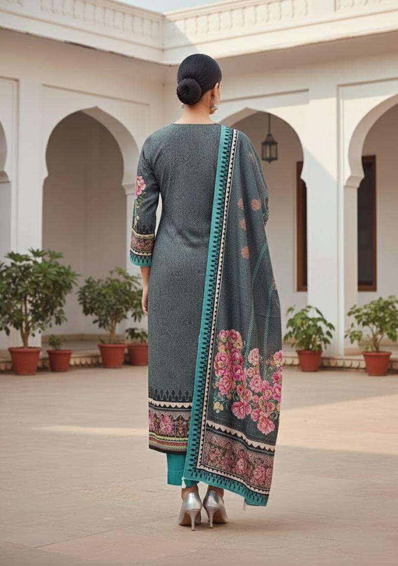 Blue Embroidery Shimmer Kurta Set - Indya