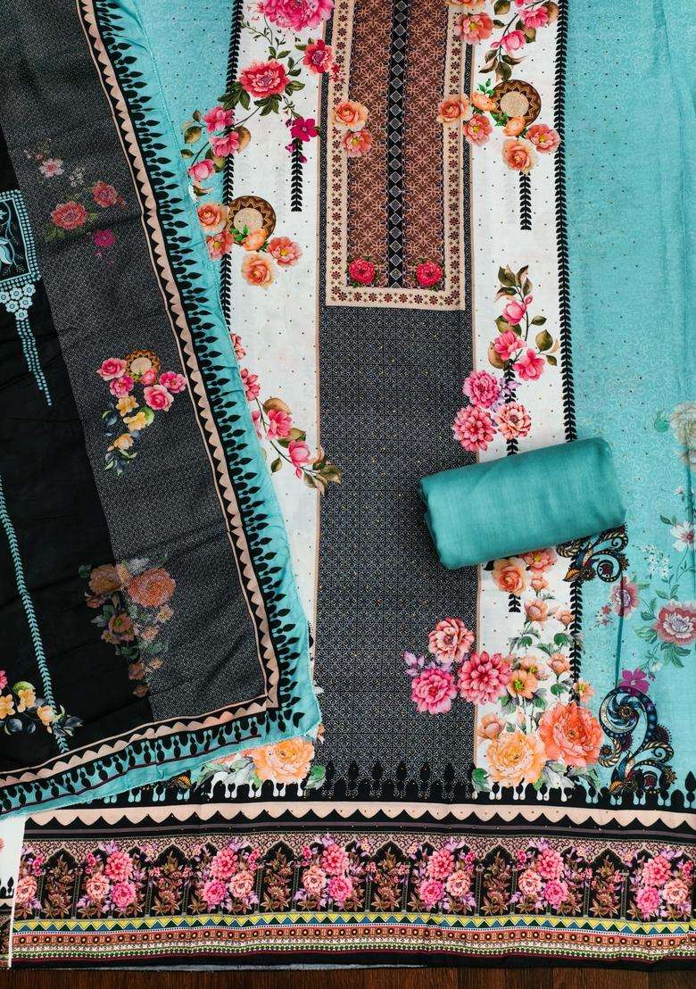 Blue Embroidery Shimmer Kurta Set - Indya