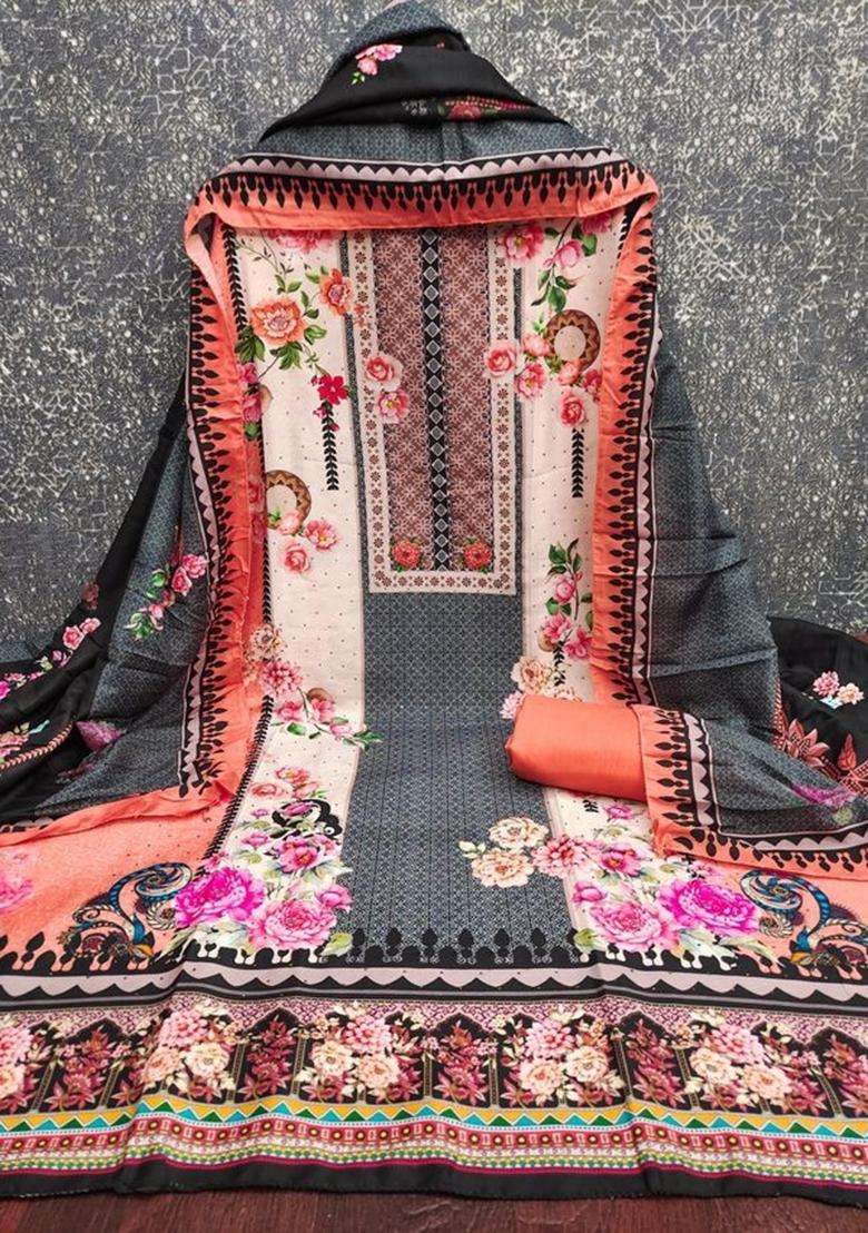 Orange Embroidery Shimmer Kurta Set - Indya