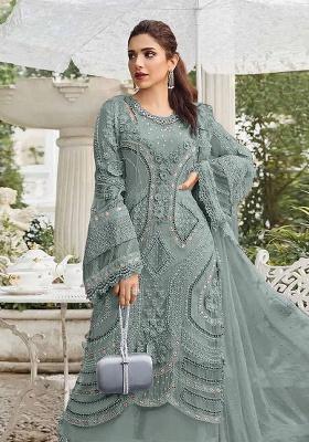 Pista Embroidery Georgette Kurta Set