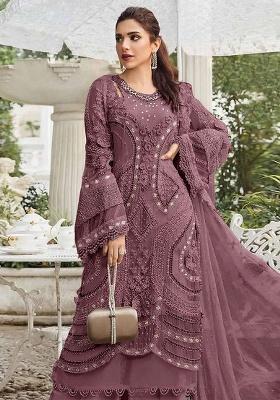 Chocolate Embroidery Georgette Kurta Set