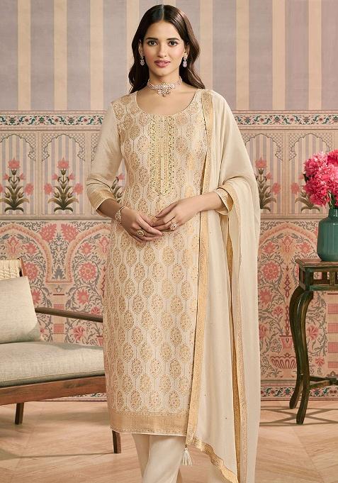 White Embroidery Viscose Kurta Set
