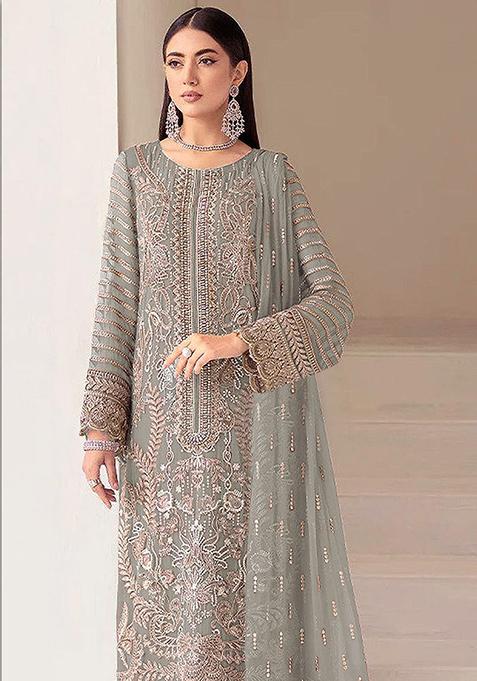 Pista Embroidery Georgette Kurta Set