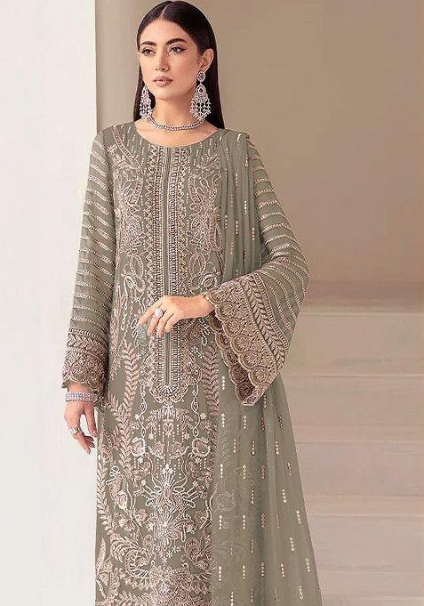 Mehendi Embroidery Georgette Kurta Set