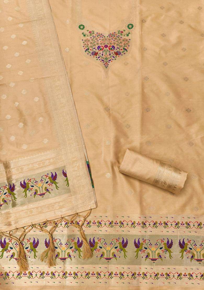Yellow Embroidery Silk Kurta Set - Indya
