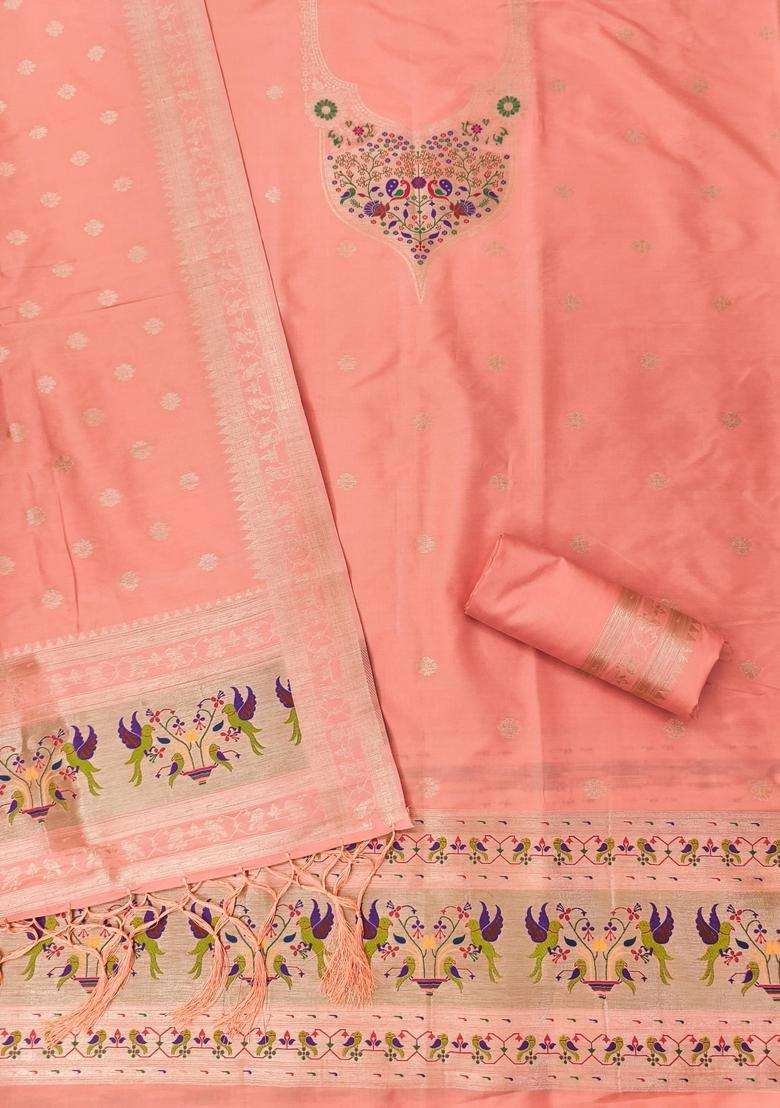 Orange Embroidery Silk Kurta Set - Indya