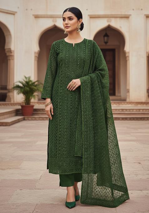 Multicolor Embroidery Georgette Kurta Set