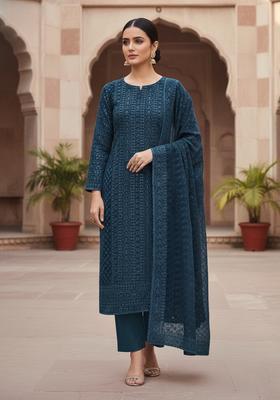 Multicolor Embroidery Georgette Kurta Set