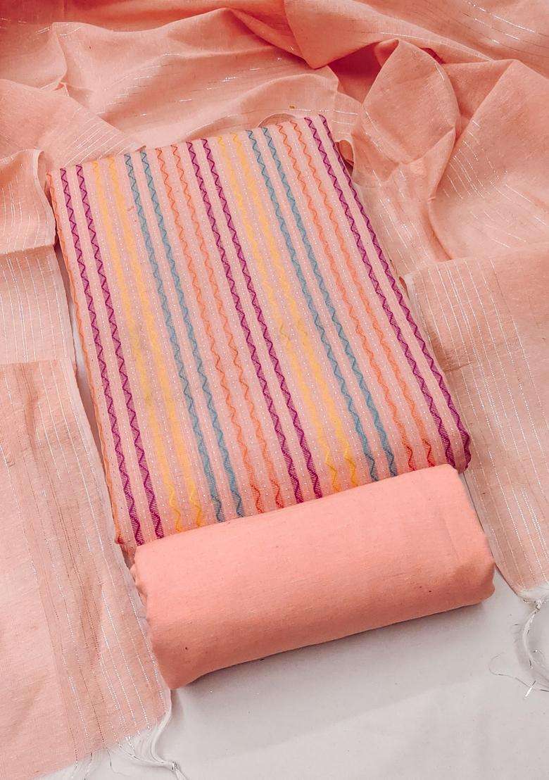 Peach Embroidery Cotton Kurta Set - Indya