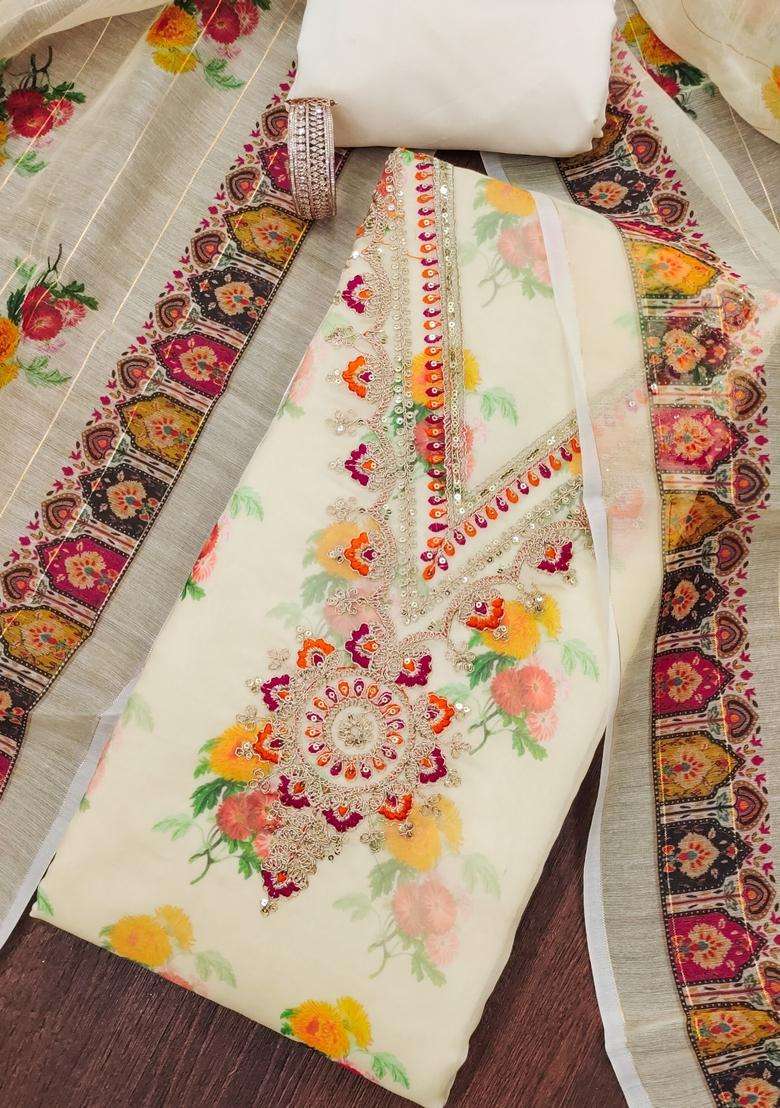 White Embroidery Cotton Kurta Set - Indya