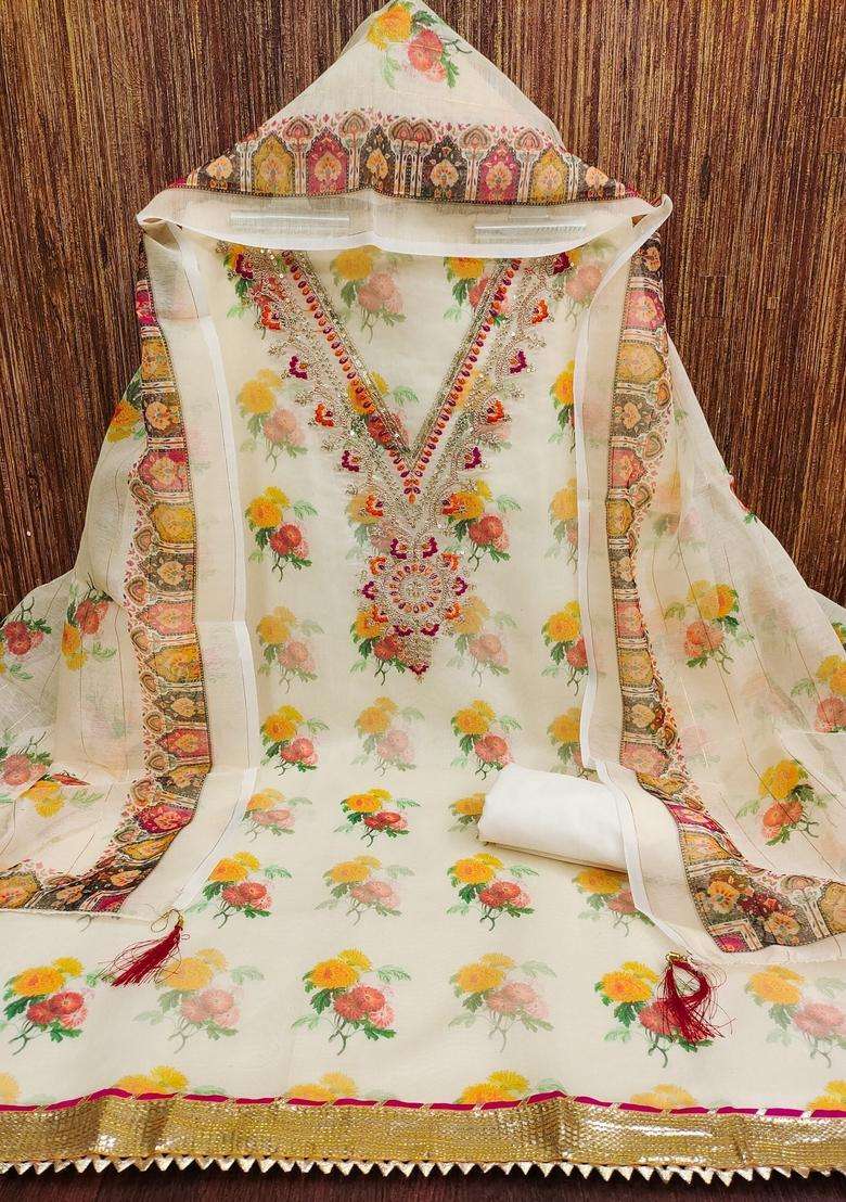 White Embroidery Cotton Kurta Set - Indya