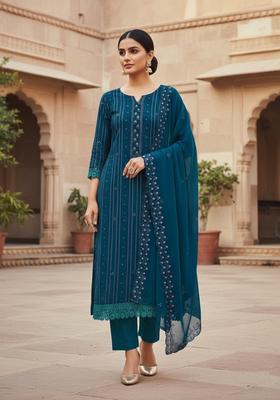 Multicolor Embroidery Georgette Kurta Set