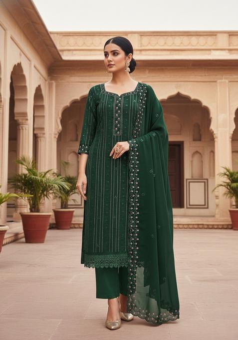 Multicolor Embroidery Georgette Kurta Set