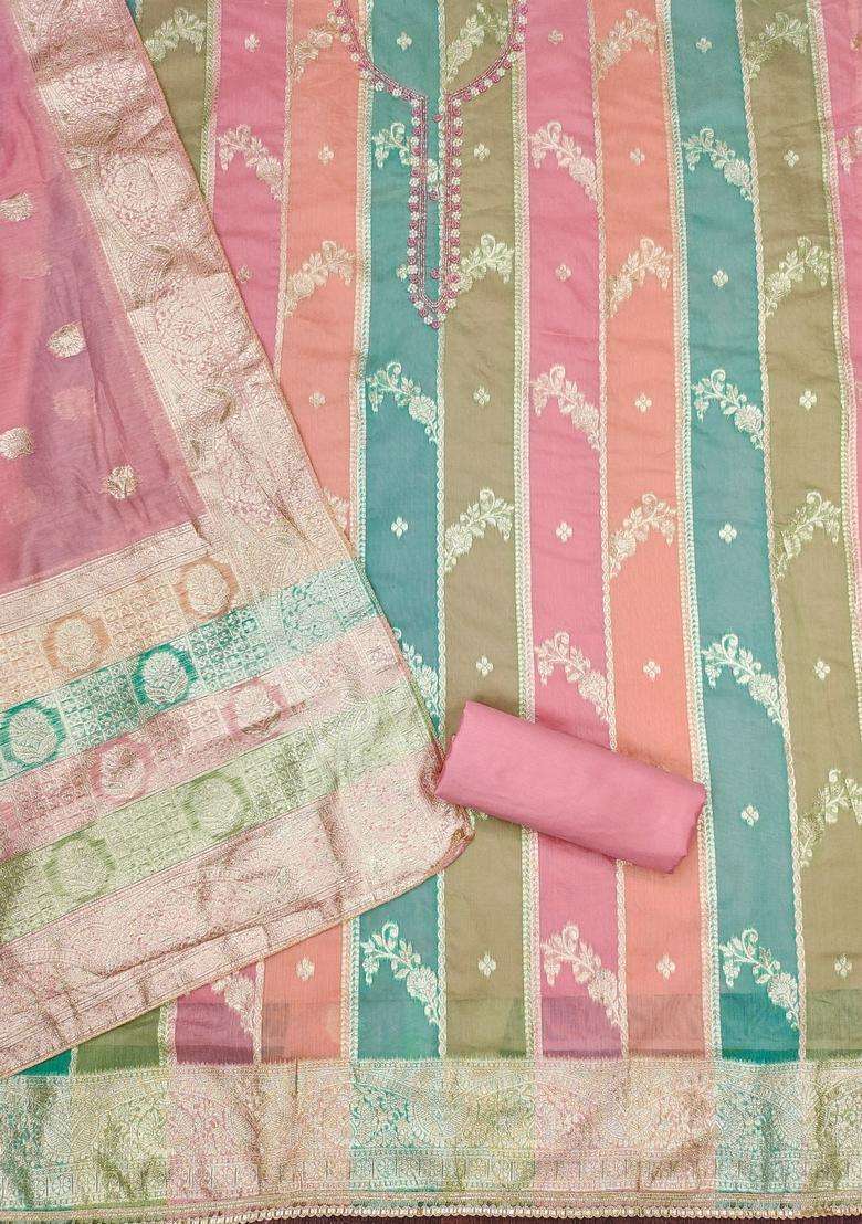 Peach Embroidery Cotton Kurta Set - Indya