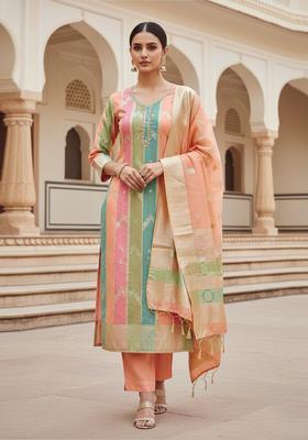 Cream Embroidery Cotton Kurta Set