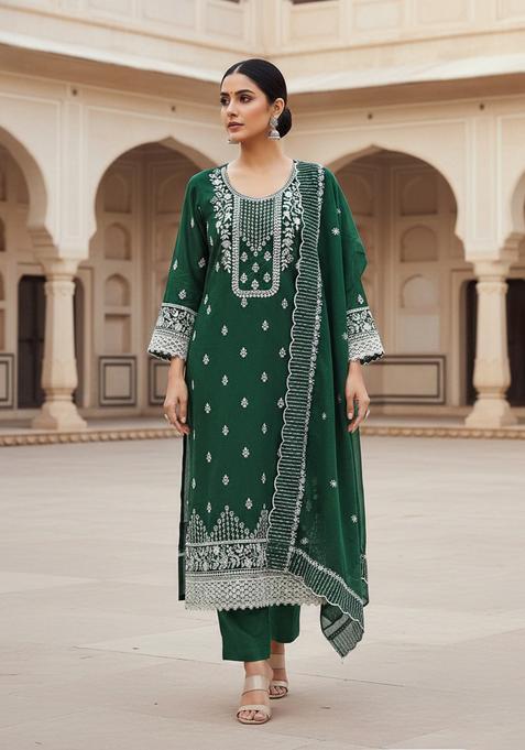 Multicolor Embroidery Chanderi Kurta Set