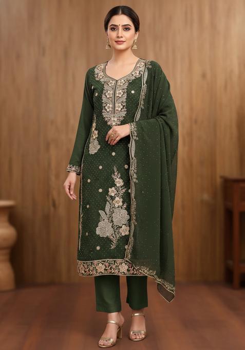 Multicolor Embroidery Georgette Kurta Set