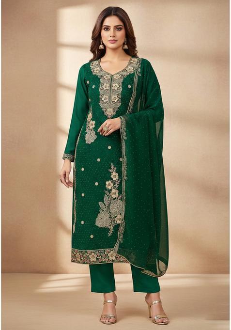 Multicolor Embroidery Georgette Kurta Set