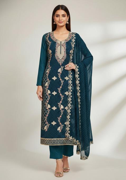 Multicolor Embroidery Georgette Kurta Set