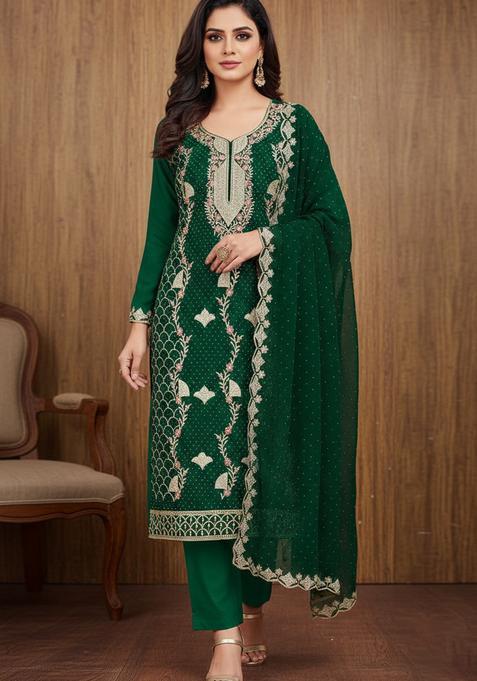 Multicolor Embroidery Georgette Kurta Set