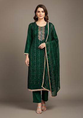 Multicolor Embroidery Cotton Kurta Set
