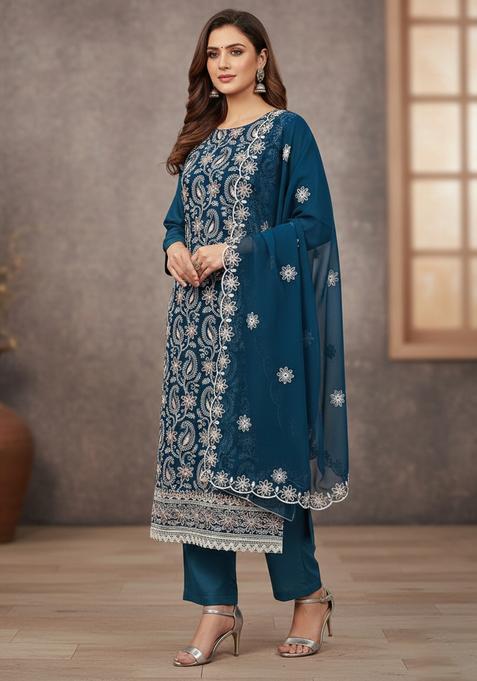 Multicolor Embroidery Georgette Kurta Set