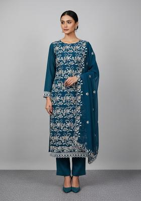 Multicolor Embroidery Georgette Kurta Set