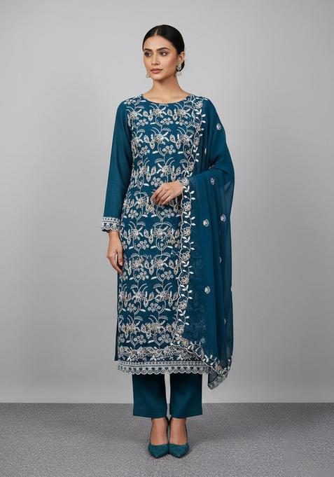 Multicolor Embroidery Georgette Kurta Set