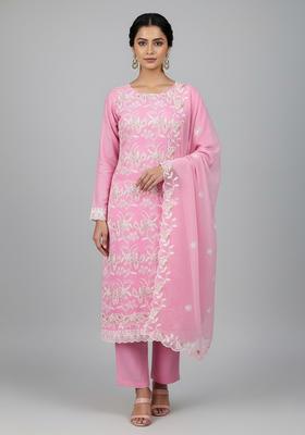 Pink Embroidery Georgette Kurta Set