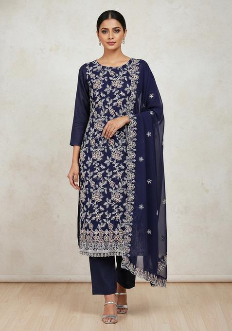 Multicolor Embroidery Georgette Kurta Set