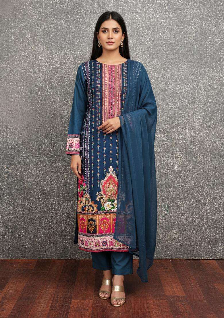 Multicolor Embroidery Rayon Kurta Set - Indya