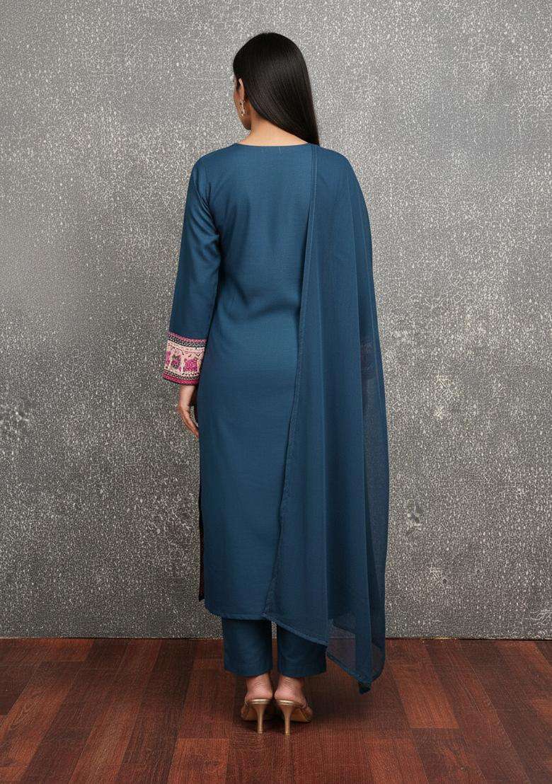Multicolor Embroidery Rayon Kurta Set - Indya