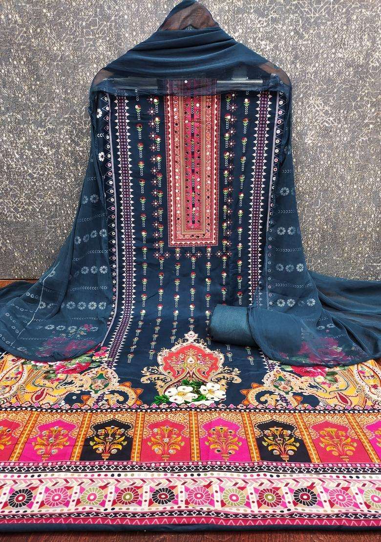 Multicolor Embroidery Rayon Kurta Set - Indya