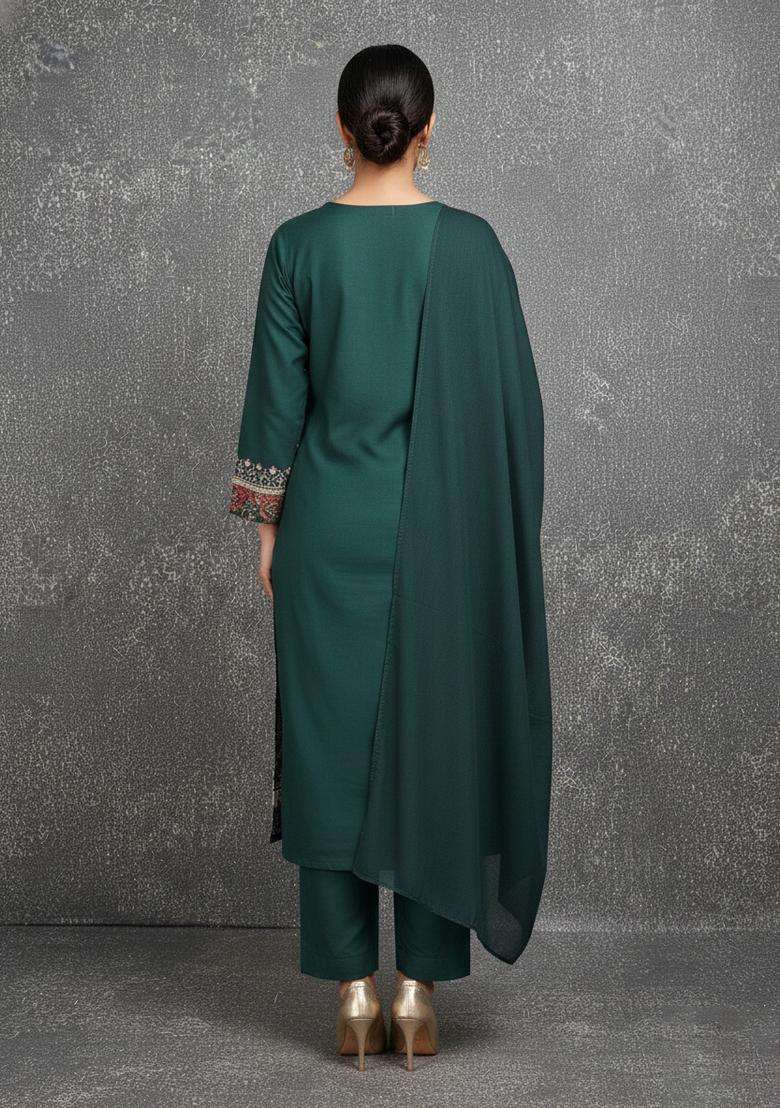 Multicolor Embroidery Rayon Kurta Set - Indya