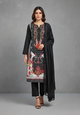 Black Embroidery Rayon Kurta Set